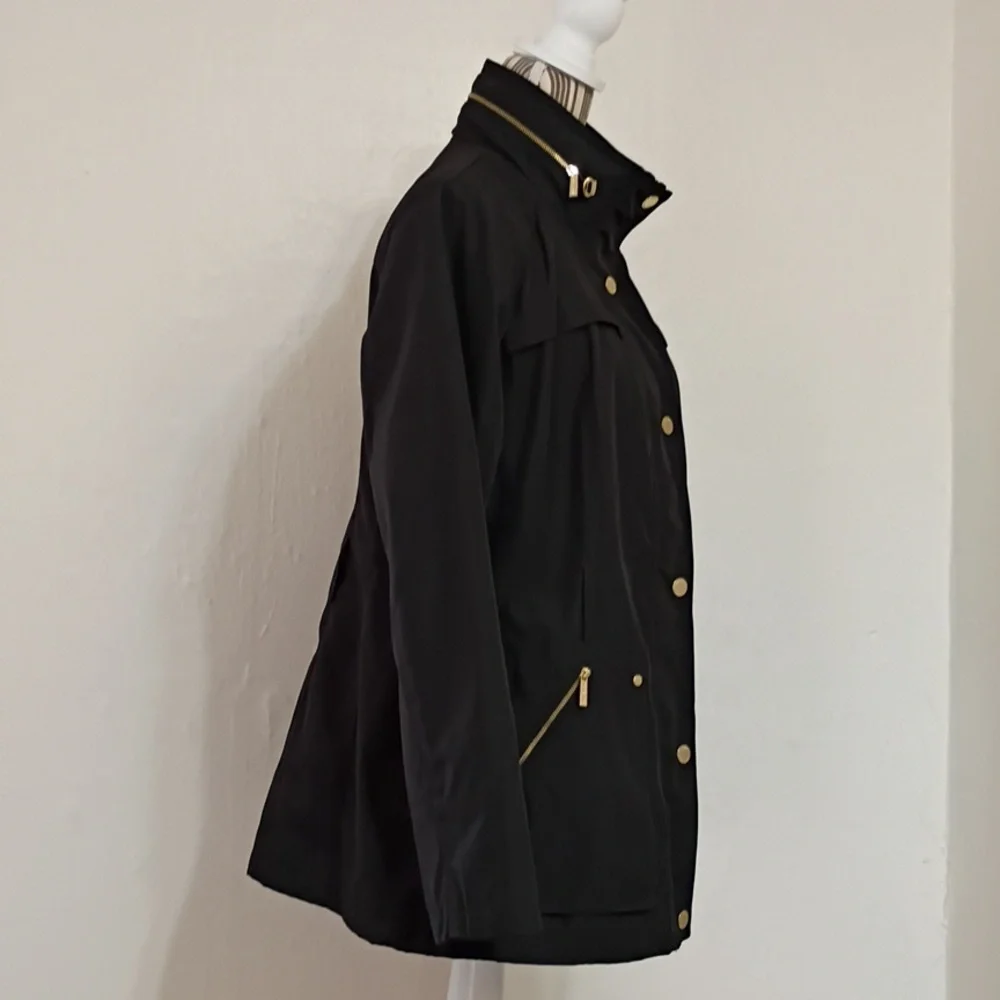 Michael Michael Kors Black Full Zip Hooded Moto Jacket Size L